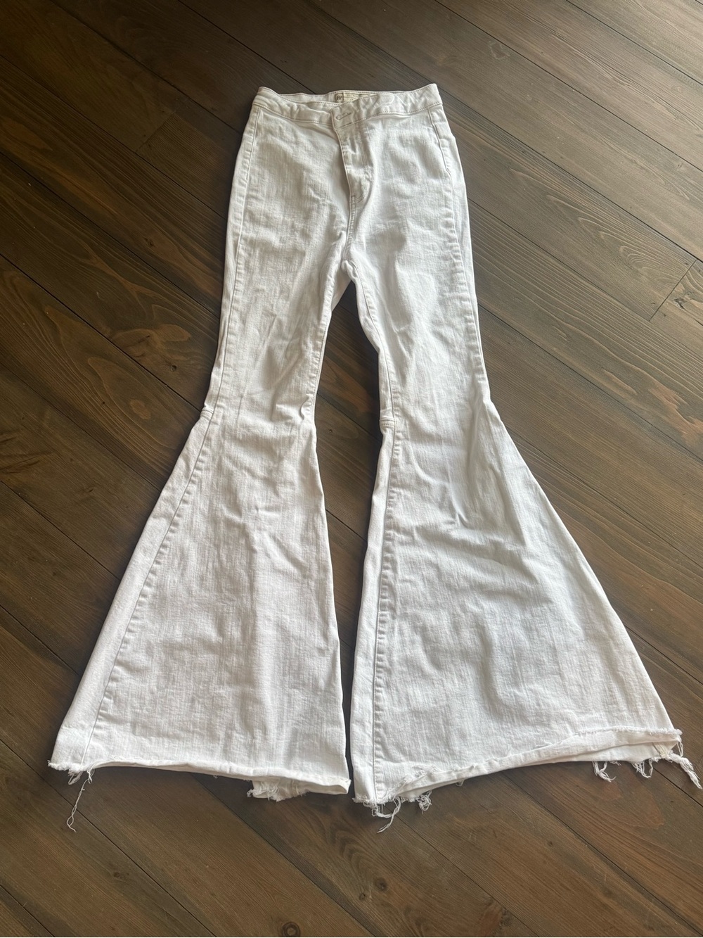 Free People White Super Flare Bell Bottom Jeans Boho Size 27